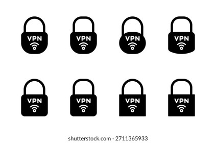 Vector de icono de VPN. Signo y símbolo de red privada. icono de red privada virtual.