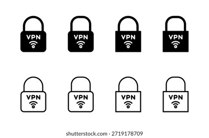 Vector de icono de VPN. Signo y símbolo de red privada. icono de red privada virtual.