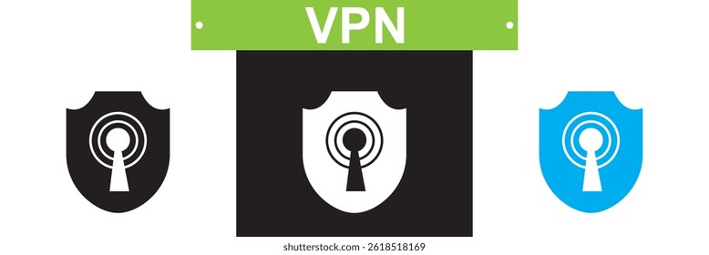 Icono de VPN. Vector para Sitios web, interfaces móviles, presentaciones, Anuncio, imagen de marca, etc. Ilustración vectorial. aislado en el fondo blanco y negro. EPS 10