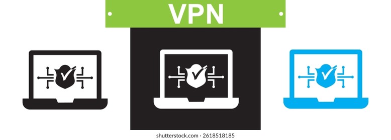 VPN icon. Vector for websites, mobile interfaces, presentations, banner, visual branding etc. Vector illustration. isolated on white and black background. EPS 10