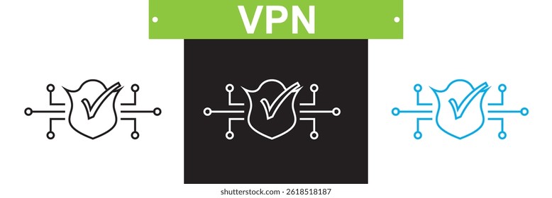 VPN icon. Vector for websites, mobile interfaces, presentations, banner, visual branding etc. Vector illustration. isolated on white and black background. EPS 10