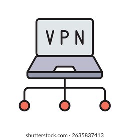 Icono de VPN con Vector de fondo blanco Ilustración de stock