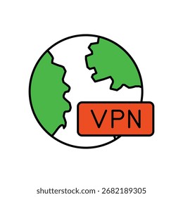 VPN icon with white background vector stock illustration