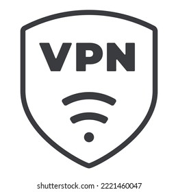 VPN-Symbol mit WiFi-Verbindung. Line VPN Symbol, bearbeitbarer Strich. Flache Vektorgrafik.