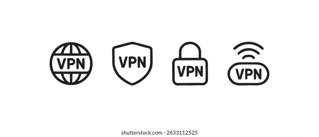 VPN-Symbole für Internet-Datenschutz und -Sicherheit Vector