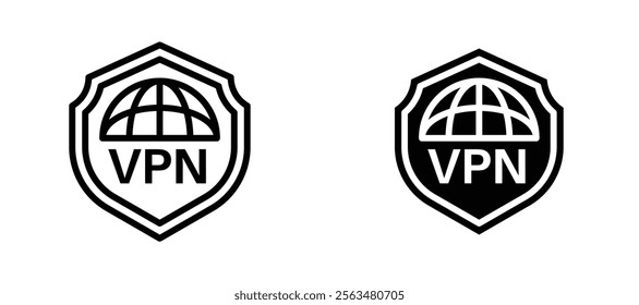 VPN icons in outline and fill. vector illustration for ui.
