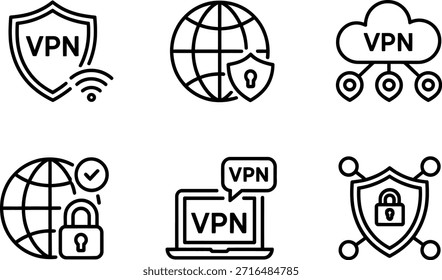 Vpn icons representing online security and privacy
