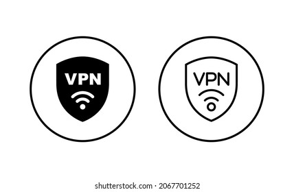 VPN-Symbole gesetzt. Private Netzwerkzeichen und -symbol. virtuelles privates Netzwerk-Symbol.