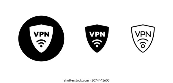 VPN-Symbole gesetzt. Private Netzwerkzeichen und -symbol. virtuelles privates Netzwerk-Symbol.
