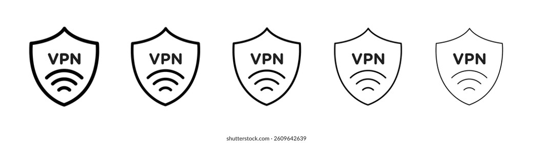 Vpn icons vectors set in different stroke lines