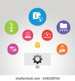 Vpn Infographics vector design. Timeline concept include vpn pay, archiving, home internet icons. Can be used for report, presentation, diagram, web design.