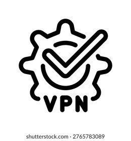 VPN Network Setup Complete Gear Check Outline Symbol