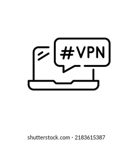 VPN notification on a laptop. Pixel perfect, editable stroke line icon