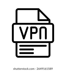 Ícone de Contorno de VPN. Ícone VPN de Rede Privada Virtual representando acesso seguro à Internet, criptografia e privacidade online.