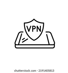 VPN protected secure connection for smartphone. Pixel perfect, editable stroke line art icon