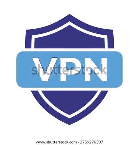 Vpn protection shield logo with blue and white colors on a secure background for online safety and privacy