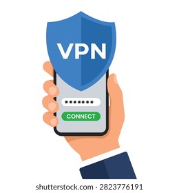 VPN security illustration featuring smartphone shield and secure connection representing encrypted internet privacy anonymous browsing network protection cybersecurity access and digital communication technology resources