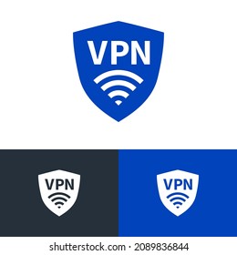 Vpn security logo design concept. Shield logomark illustration. Can representing tech, hacker, blockchain, defence.