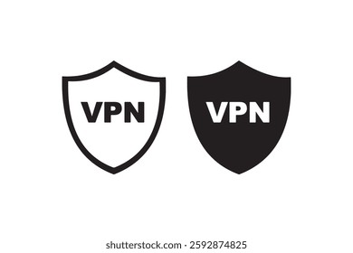 VPN security shield icon in black and white Vector
