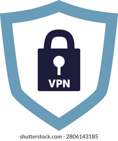 VPN Security Shield Icon for Secure Internet Connection and Encrypted Communication