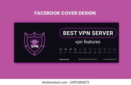 vpn servidor facebook cover Conceptos. Ilustración vectorial de Outline Design