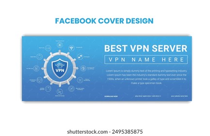 vpn servidor facebook cover Conceptos. Ilustración vectorial de Outline Design