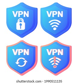 Iconos de concepto de servicio VPN. Uso de VPN para proteger sus datos personales en el equipo. Red privada virtual. Conexión de red segura y protección de la privacidad. Conjunto de conceptos de transferencia de datos. Tráfico web seguro.