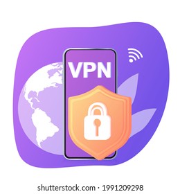 VPN Service Concept Icons. Using VPN to protect his personal data in computer. Virtual Private Network. Secure network connection and privacy protection. Data transfer concept set. Secure web traffic.