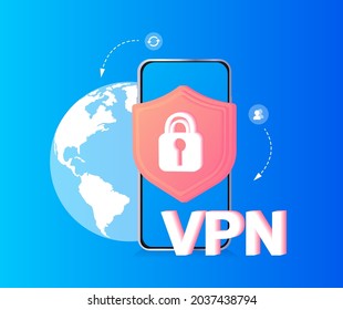 VPN Service Concept Icons. Using VPN to protect his personal data in computer. Virtual Private Network. Secure network connection and privacy protection. Data transfer concept set. Secure web traffic.