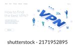 Vpn service concept. Isometric vector illustration. Secure internet surfing software for virtual protection network. Safe online access with cellphone