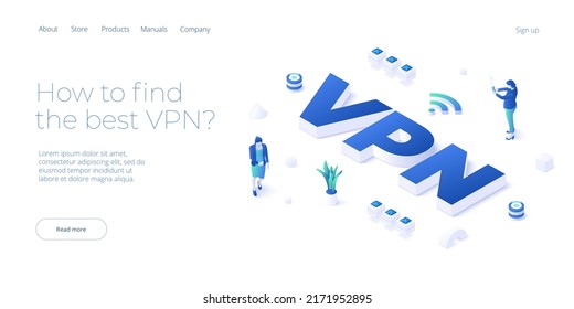 Vpn Service Concept. Isometric Vector Illustration. Secure Internet Surfing Software For Virtual Protection Network. Safe Online Access With Cellphone