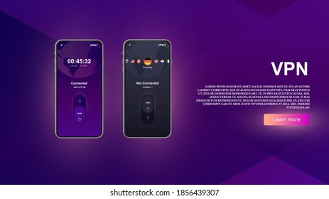 Concepto de servicio VPN. Use VPN para proteger sus datos personales en un smartphone. Red privada virtual. Conexión de red segura y protección de la privacidad. 