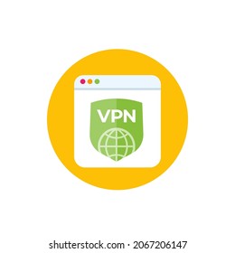 VPN service icon with shield, flat design