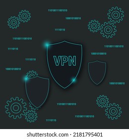 VPN service, secure connection, network privacy vector concept. Soft shadows neumorphic style illustration