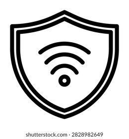 VPN Shield icon illustration. This is a vector single icon with a line style. It is suitable for various purposes, including website design, mobile app design, and logo design.