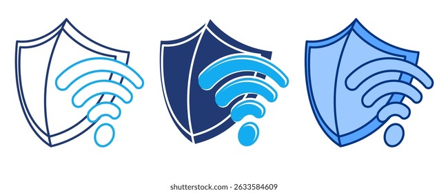 Icono de Escudo VPN representado por Escudo, Signal Blue, Dualline, estilo Dualtone.