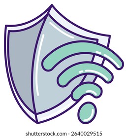 VPN Shield icon represented by Shield, Signal Lineal Color style.