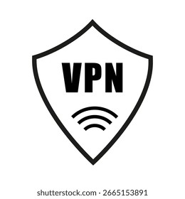 VPN shield icon. Secure network access. Virtual Private Network Vector. Data protection symbol.