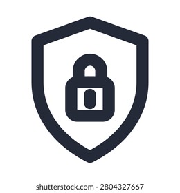 Vpn shield line icon in a clean monoline outline style, a vector symbol for cybersecurity, data protection and privacy.