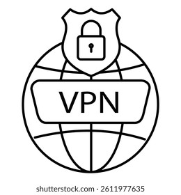 VPN Shield Online Privacy Vector Icon Design with Editable Stroke