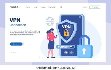 Vpn Technology System, Browser Unblock Website, Internet Connection Flat Illustration Vector	