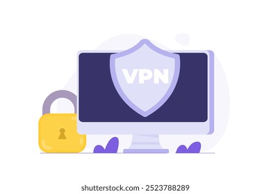 Sistema de tecnología VPN, concepto de conexión VPN.