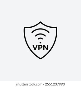 Icono de delineador delgado de VPN aislado.