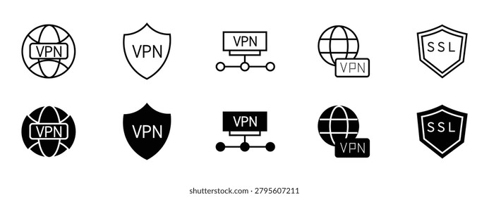Vpn Tunnel Icon Set - VPN Tunnel Private Network Virtual Connection Secure Server Icons