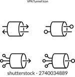 VPN tunnel Vector Icons in outline style