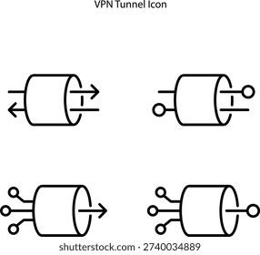 VPN tunnel Vector Icons in outline style