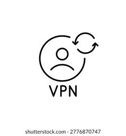 VPN user account and renew arrows. Subscription update, secure connection refresh, network renewal. Pixel perfect, editable stroke vector icon
