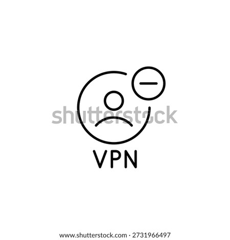 VPN user and minus. Delete account, revoke access and cancel subscription. Pixel perfect, editable stroke vector icon