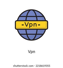 Vpn Vector  Filled Outline Icon Design illustration. Cloud Computing Symbol on White background EPS 10 File