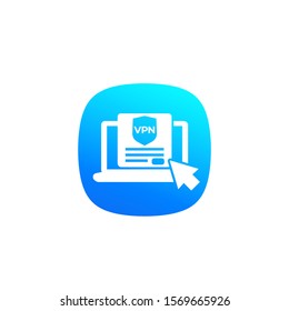 VPN, vector icon with laptop computer